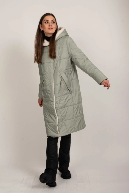 Женская куртка на тинсулейте оливковая-6