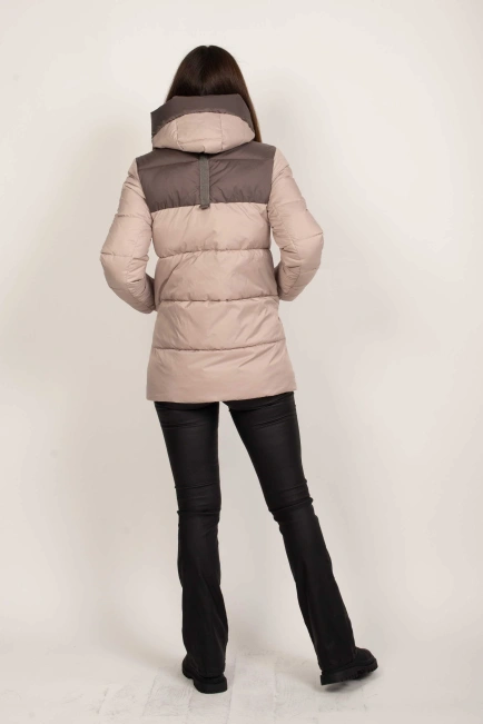 Зимняя куртка женская биопуховик беж-7