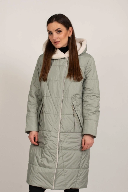 Женская куртка на тинсулейте оливковая-1
