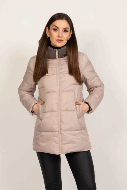 Зимняя куртка женская биопуховик беж-1