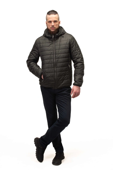 Мужская стёганая куртка цвета хаки-9