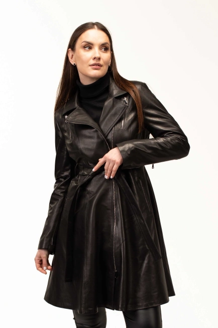 Жіночий шкіряний френч із натуральної шкіри-4