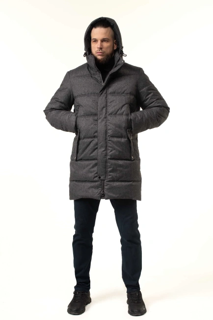 Чоловіча зимова куртка з біопухом сіра-3