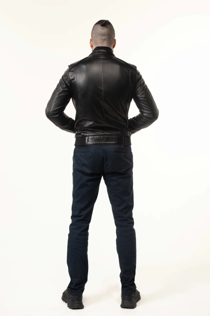 Шкіряна куртка чоловіча зі вставками замші-2