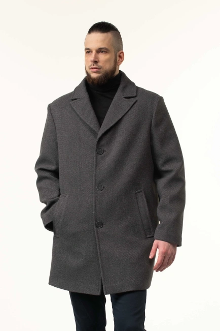 Чоловіче пальто сірого кольору демісезонне-4