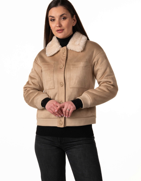 Женская эко-дублёнка на пуговицах