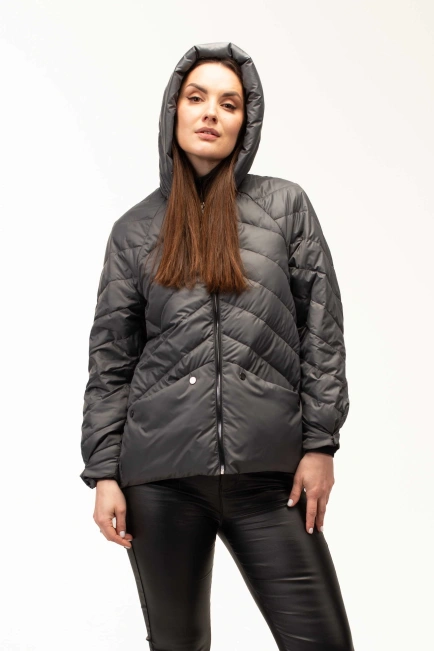 Демісезонна куртка з капюшоном сіра-4