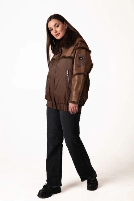 Біопуховик з хутром єнота та вставками з кроля-5