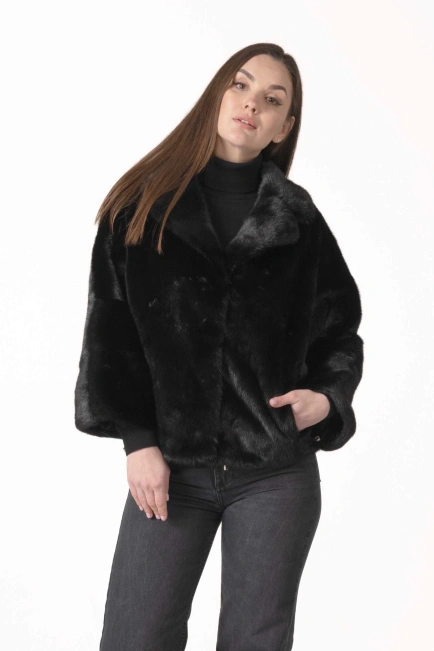 Женская норковая шуба с отстёгивающимися рукавами-1