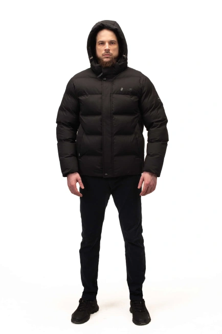Мужской чёрный стёганый биопуховик-10