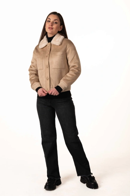 Женская эко-дублёнка на пуговицах-8
