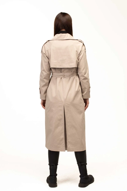 Жіночий текстильний тренч бежевий-2