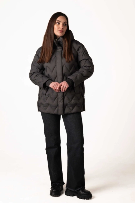 Жіночий біопуховик зимовий графіт-10