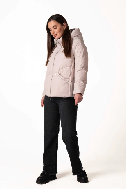 Зимний биопуховик бежевого цвета-10