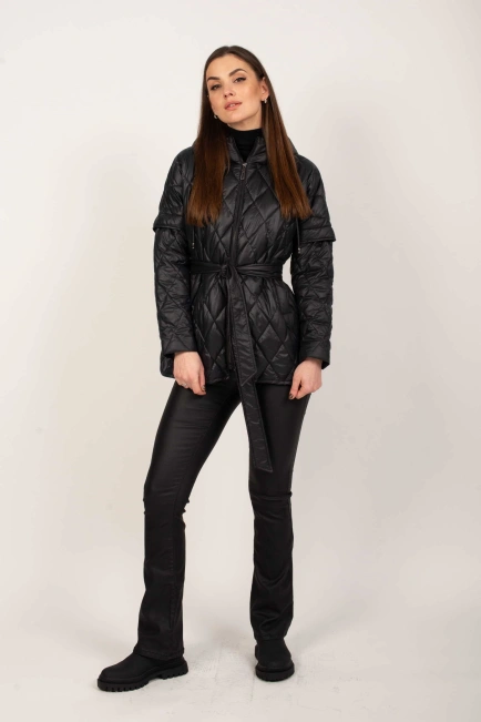 Женская куртка трансформер черная-5