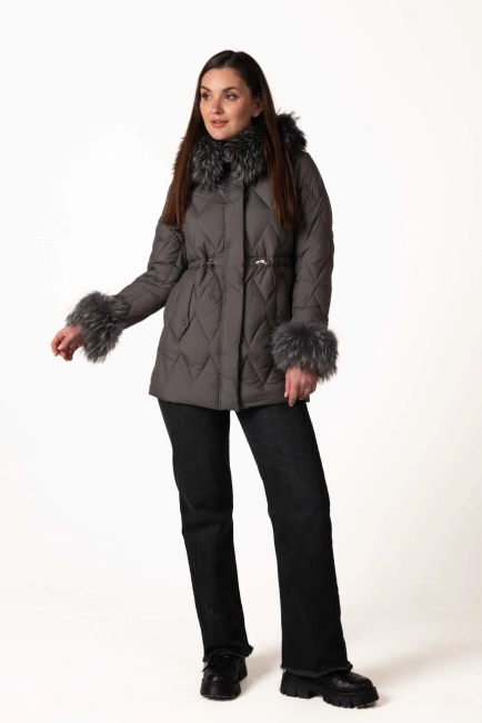 Графитовый биопуховик с отстегивающимся мехом-3