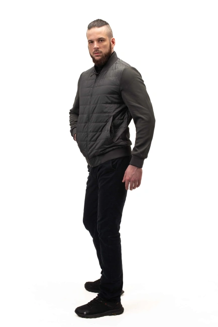 Чоловіча куртка на синтепоні сіра-5