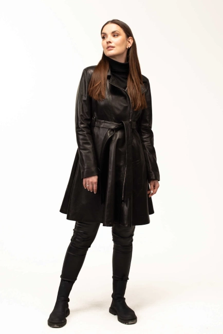 Жіночий шкіряний френч із натуральної шкіри-7