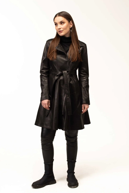 Жіночий шкіряний френч із натуральної шкіри-10