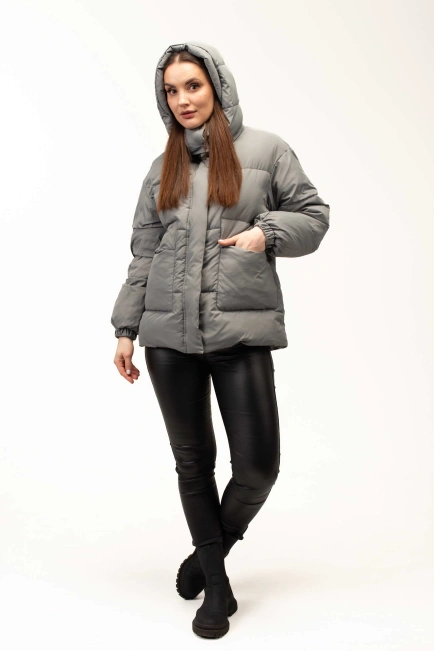 Жіночий бірюзовий біопуховик на холодну зиму-8