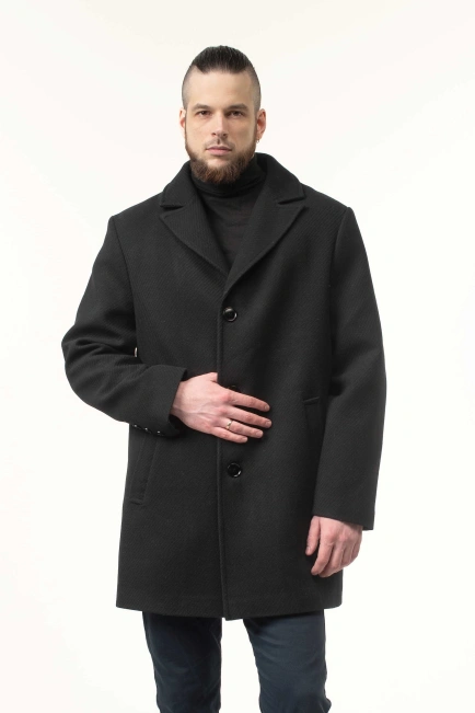Чоловіче пальто чорного кольору демісезонне-9