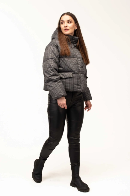 Біопуховик жіночий зимовий у клітинку-7