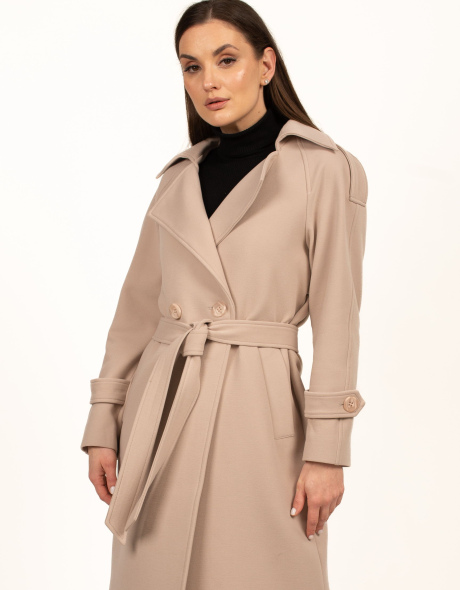 Жіноче кашемірове пальто темно-бежевого кольору