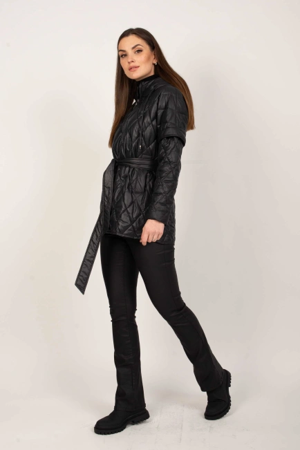 Женская куртка трансформер черная-4