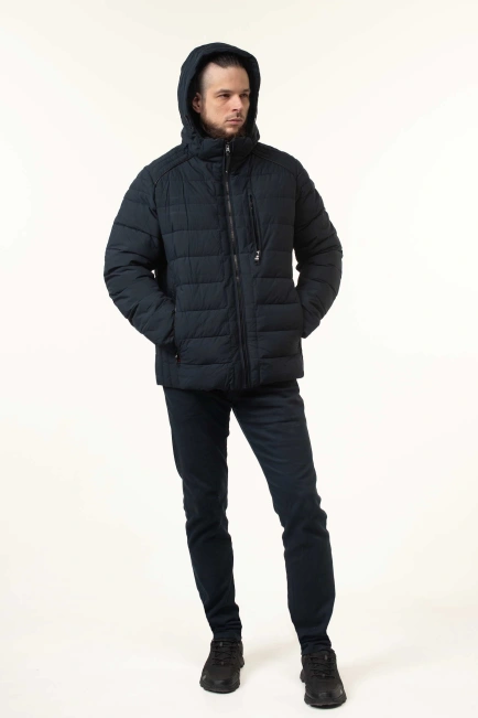Куртка з біопухом темно-синього кольору-10