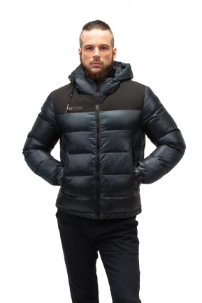 Мужской зимний биопуховик цвета морская волна