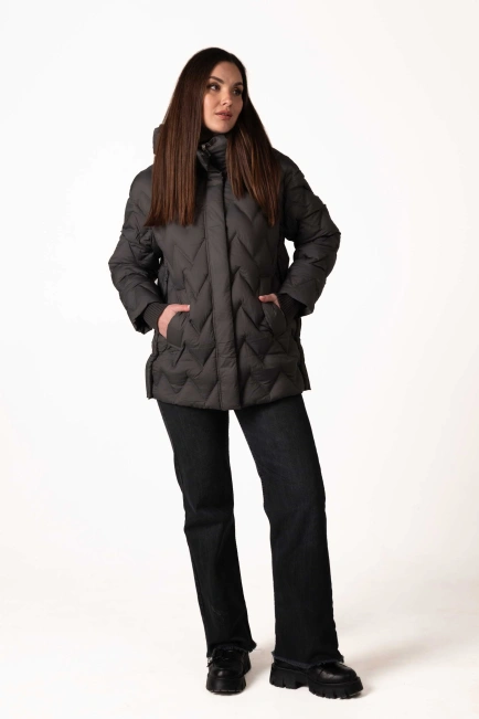 Жіночий біопуховик зимовий графіт-9