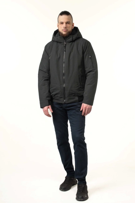 Чоловіча зимова куртка-бомбер з біопухом сіра-10