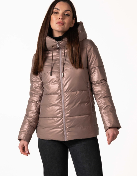 Женский зимний биопуховик цвета капучино