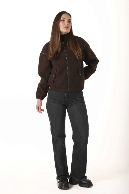 Женское кашемировое пальто-бомбер-7