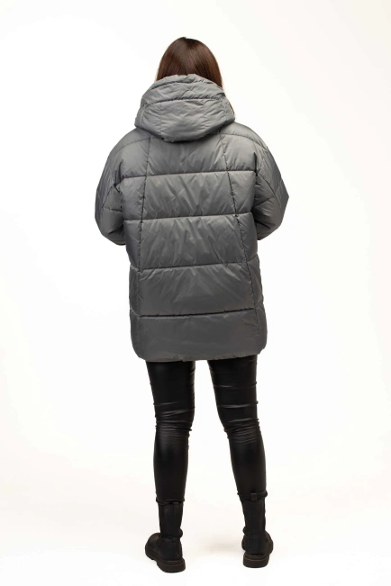 Жіночий біопуховик з декором на боках бірюза-2