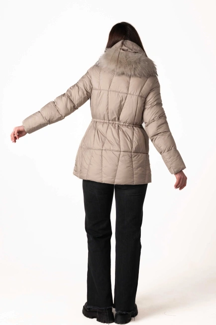 Серый биопуховик с отстегивающимся капюшоном-2