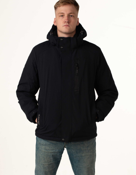 Мужская зимняя куртка с биопухом синяя