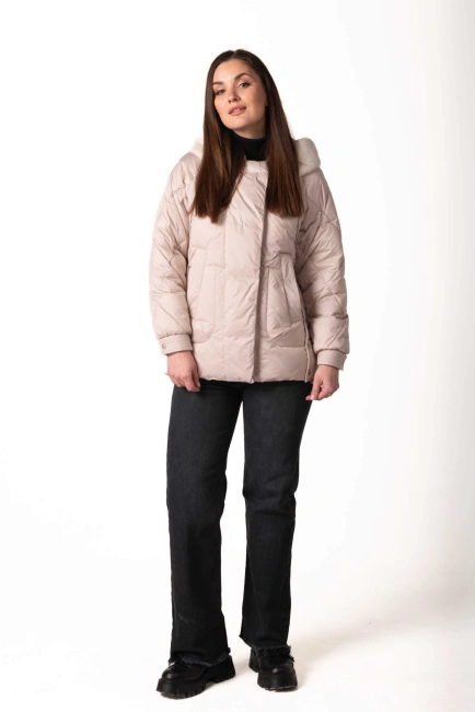 Биопуховик с экомехом светлый беж-6