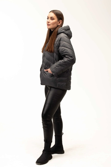 Демісезонна куртка з капюшоном сіра-5