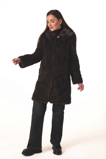 Норковая шуба цвета тёмный капучино-10