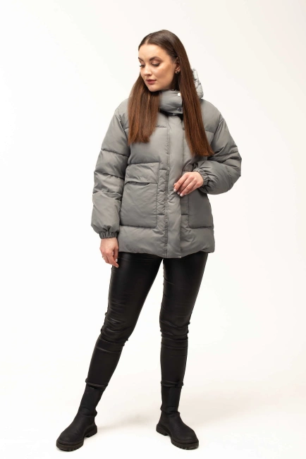 Жіночий бірюзовий біопуховик на холодну зиму-9