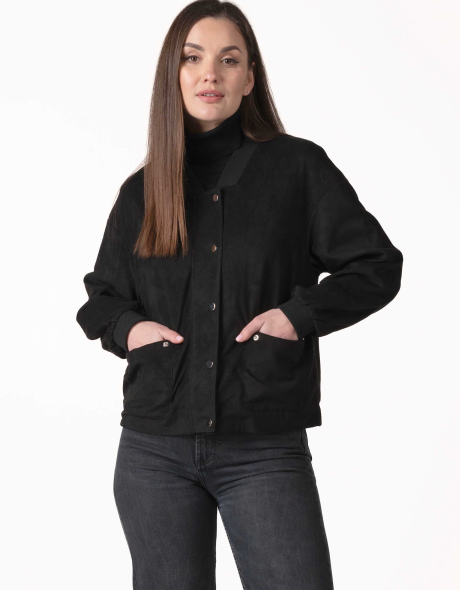 Женская куртка из искусственной замши чёрная