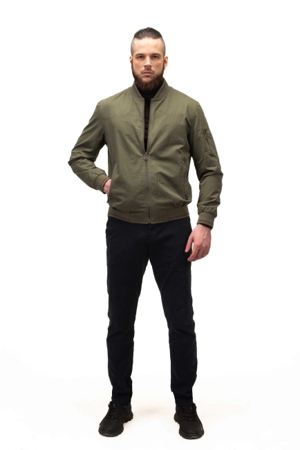 Чоловіча легка куртка бомбер хакі-8
