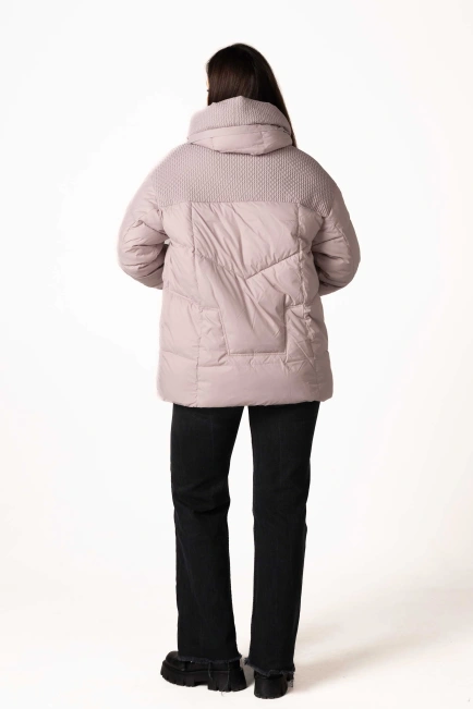 Биопуховик с фигурной стежкой и капюшоном-2