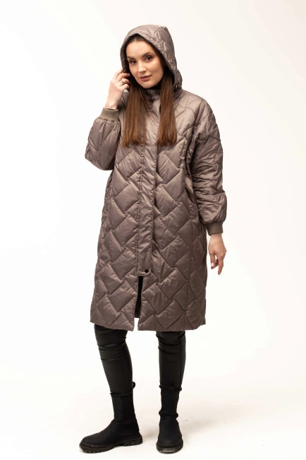Подовжена демісезонна куртка кавова-6