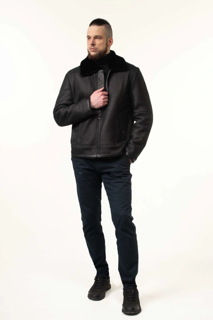 Чоловіча дублянка з хутряним комірцем-3