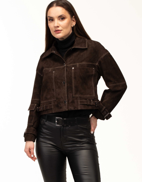 Женская замшевая куртка с ремешками