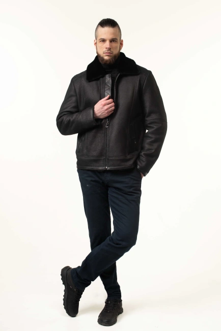 Чоловіча дублянка з хутряним комірцем-7