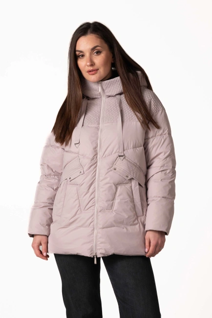 Биопуховик с фигурной стежкой и капюшоном-1