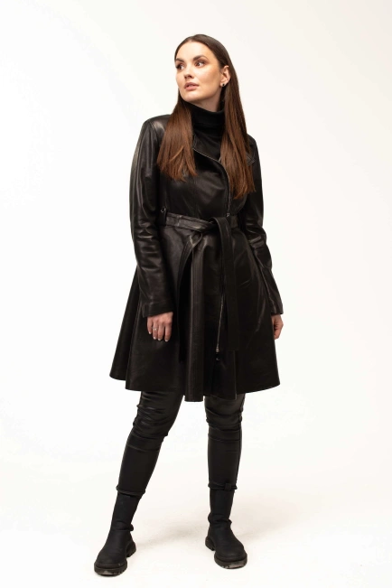 Жіночий шкіряний френч із натуральної шкіри-3